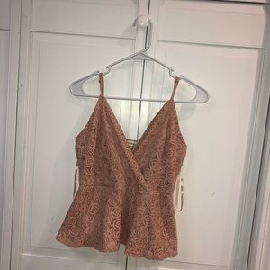 Peplum styled printed light pink tank